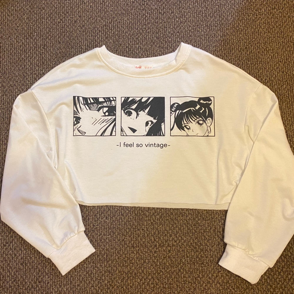 ROMWE Cropped Long Sleeve Sweatshirt